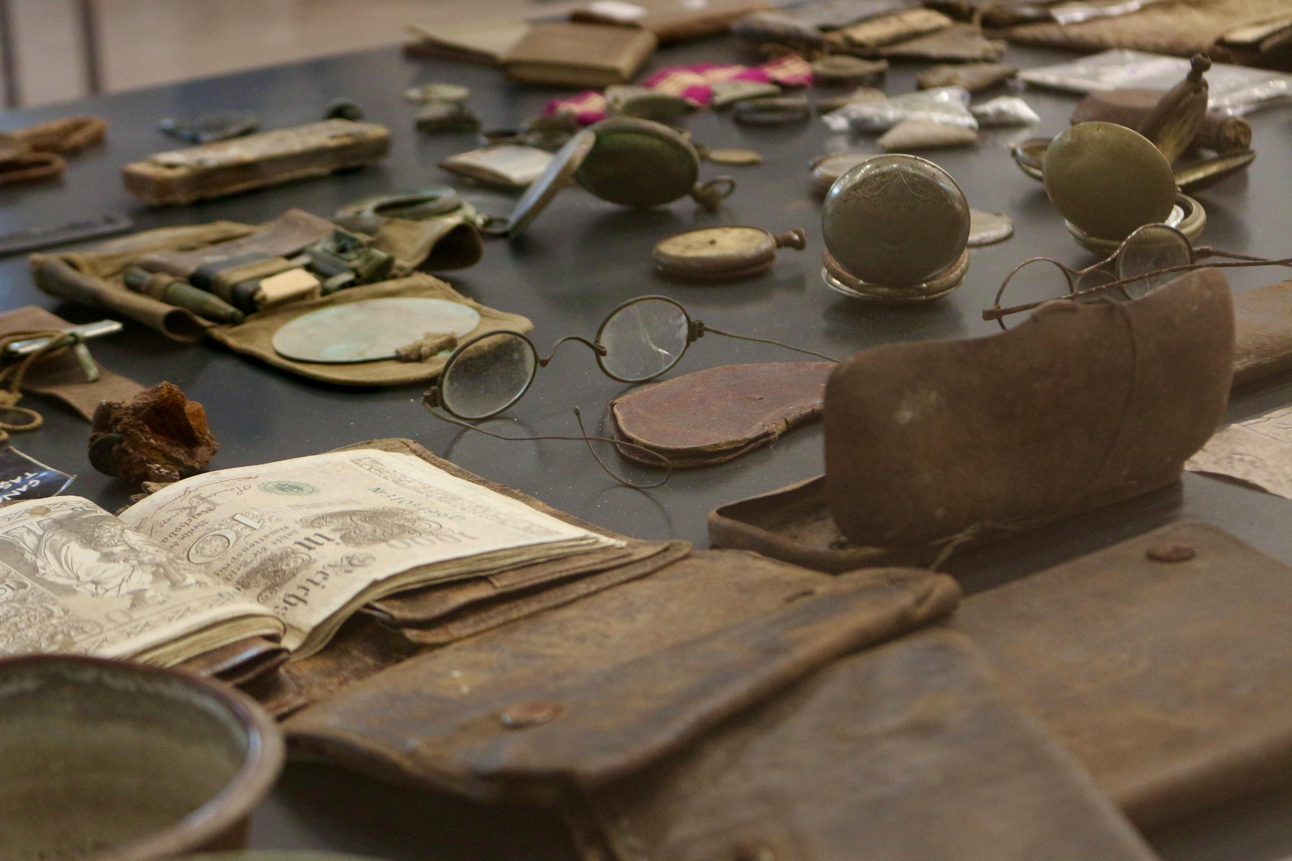 museum display with old artifacts