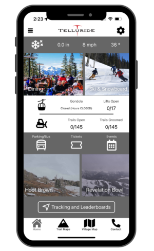 iphone screen showing telluride app