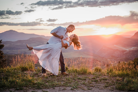 Image of a wedding at sunset
