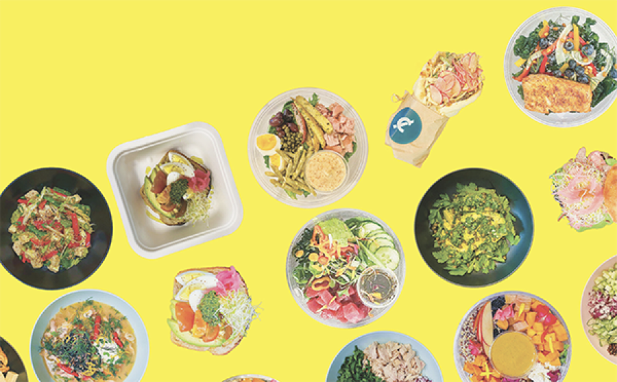 food plates on a yellow background