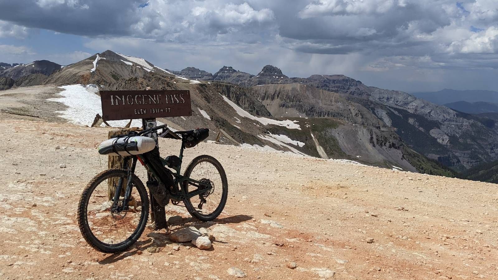 Mountain bike atop Imogene Pass