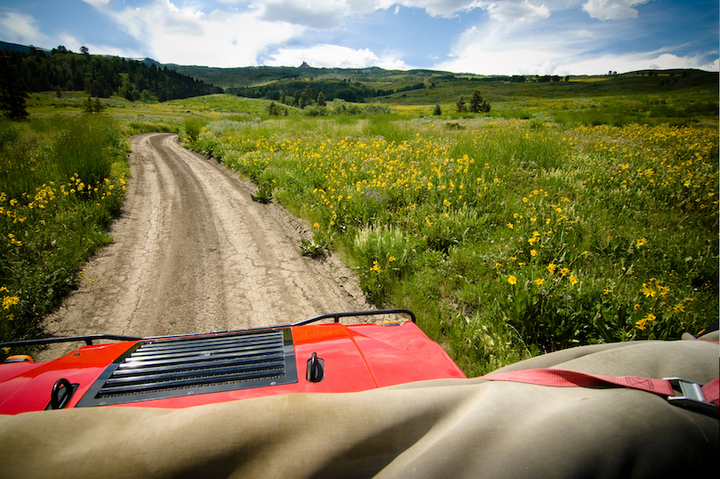 jeep in a beautiful valley